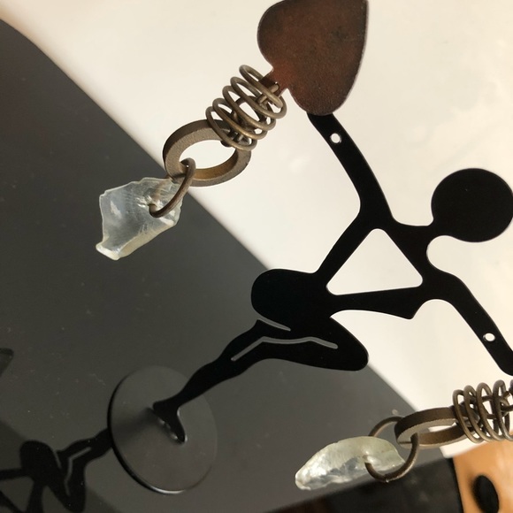 Metal & Glass Dangle Earrings - Picture 2 of 4